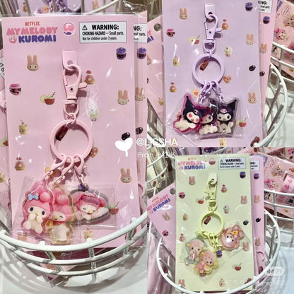 Sanrio｜Netflix Original Anime My Melody &amp; Kuromi Keychain/Keyring｜W 2.8 x D 0.3 x H 3.3 cm approx.