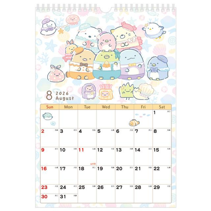 Sumikko gurashi｜2026 Wall Calendar｜H370 x W256 x D3mm approx.