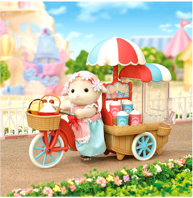 SylvanianFamilies森贝儿家族｜Popcorn Delivery Trike-Sheep Mother Barbara羊妈妈爆米花贩卖车摊套组/三轮车摊可拆卸5653