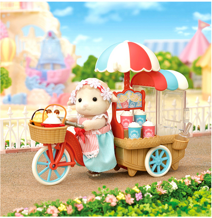 SylvanianFamilies森贝儿家族｜Popcorn Delivery Trike-Sheep Mother Barbara羊妈妈爆米花贩卖车摊套组/三轮车摊可拆卸5653