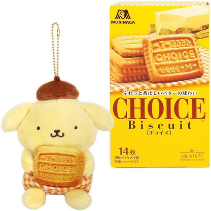 Sanrio三丽鸥｜Morinaga × Sanrio Collaboration Biscuit &amp; Mascot Holder森永联名饼干+毛绒玩偶挂件/包挂｜约 23.0 x 13.2 x 12.1cm【25.07】
