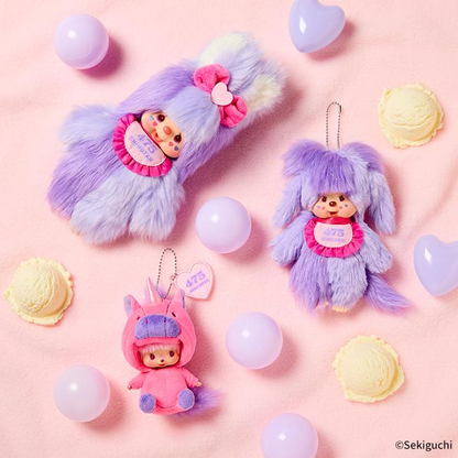 Monchhichi｜Shinako475 x  Babychichi SS Big Face（ Unicorn）Mascot Holder /Plush Keychain｜H14 x W7 x D10cm approx.
