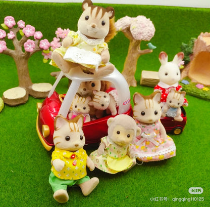 SylvanianFamilies森贝儿家族｜Striped Cat Family三纹猫一家四口站宝套装玩具/过家家5180
