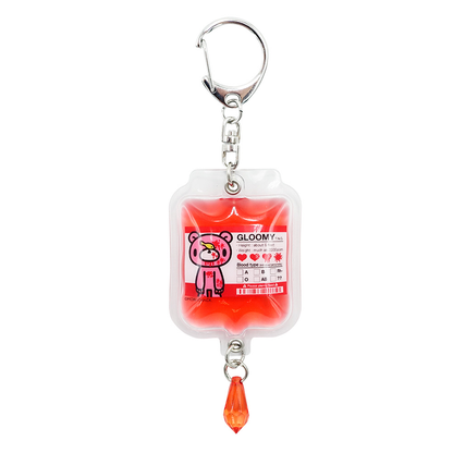 Gloomy Bear｜Blood Transfusion Pack Keychain/Keyring｜H13.5 × W5.4 × D0.9cm approx.