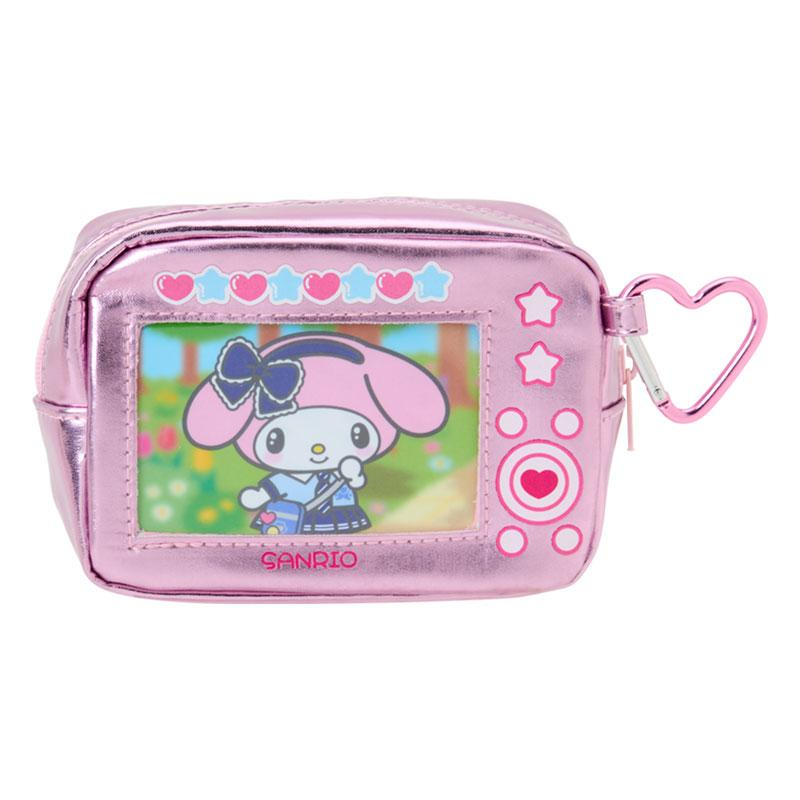 Sanrio｜Academy Sparkling Journey Camera-Style Metallic Pouch with Carabiner｜9.5×6.5cm approx.