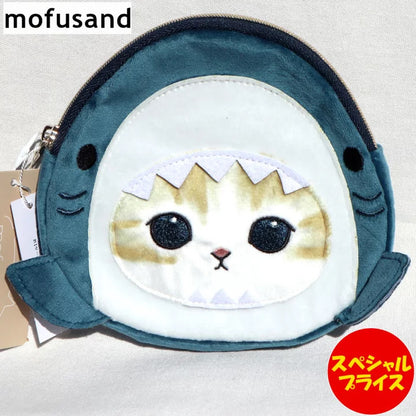 Mofusand｜鲨鱼猫三角饭团式收纳包/背后可放抽纸｜約H135×W170×D20mm