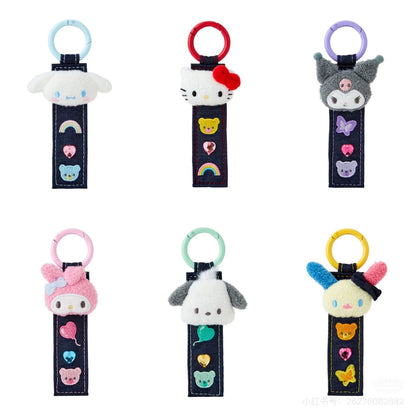 Sanrio三丽鸥｜Tag Keychain/ Denim Patch牛仔丹宁贴布系列吊牌钥匙扣/包挂/反面有名字刺绣｜约18.3 x 6.0 x 2.2cm