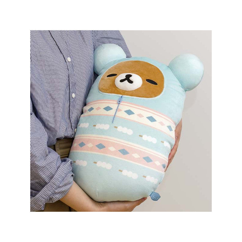 Rilakkuma轻松熊｜露营系列/像云朵一样柔软的睡袋轻松熊抱枕/靠枕｜约380 x 300 x 180 mm