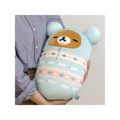 Rilakkuma轻松熊｜露营系列/像云朵一样柔软的睡袋轻松熊抱枕/靠枕｜约380 x 300 x 180 mm