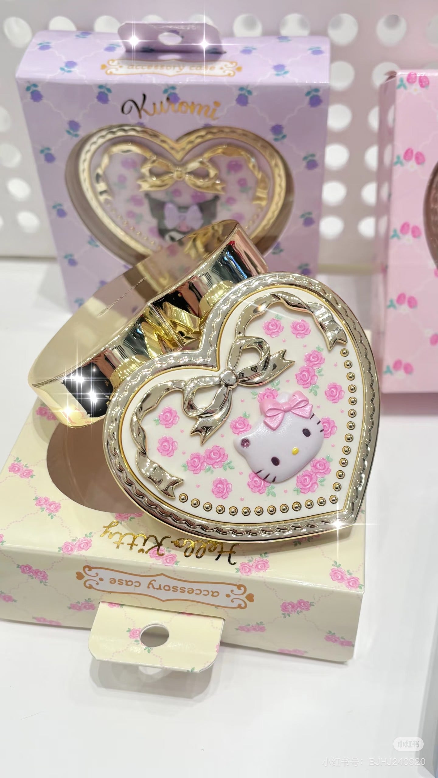 Sanrio｜Heart Shape Rose Mirror Accessory Case｜8×7×2.8cm approx