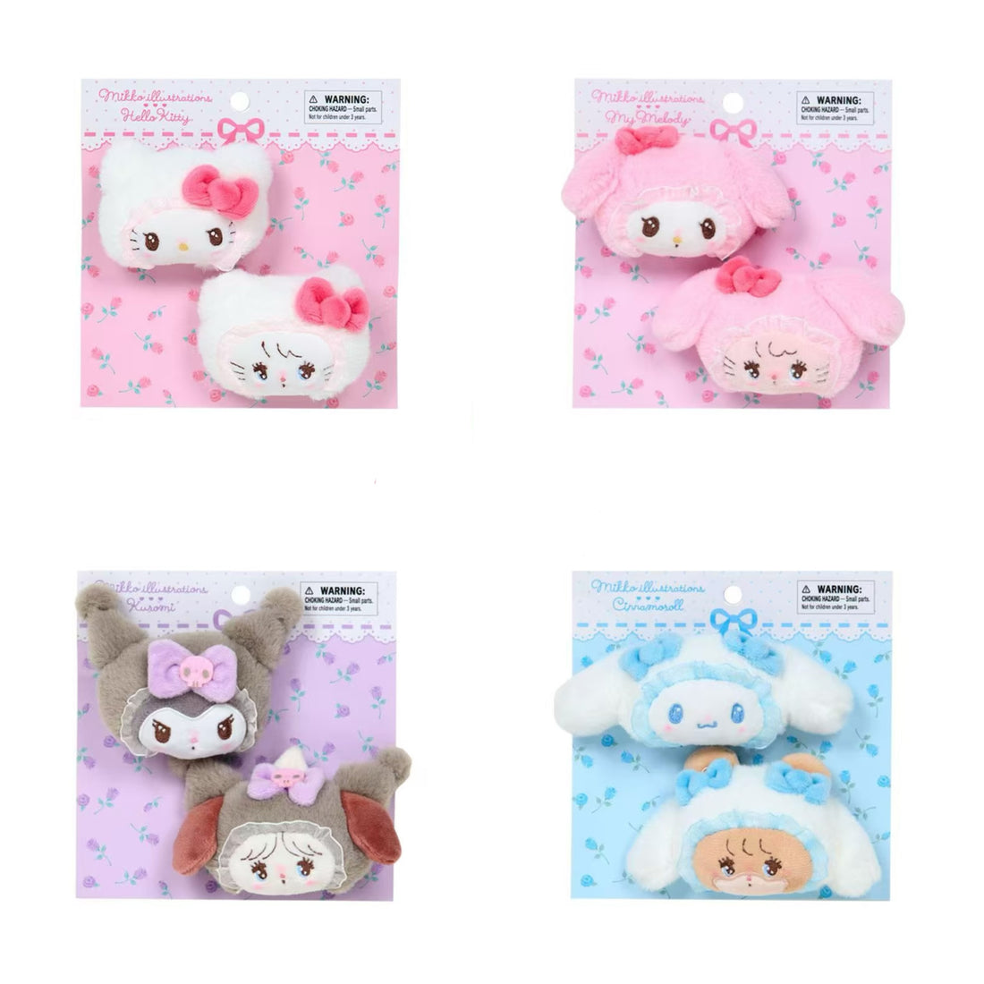 Sanrio｜Mikko Illustrations Characters Hair Clip Set｜10cm W x 3cm D x 5.5cm H. approx.