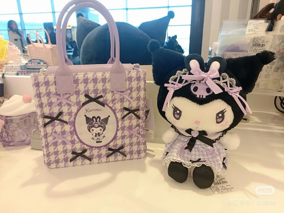 Sanrio三丽鸥｜ Dream Ribbon Plush Toy梦幻蕾丝蝴蝶结千鸟格女仆地雷系毛绒玩偶/公仔｜约 W17.5×D14×H24cm