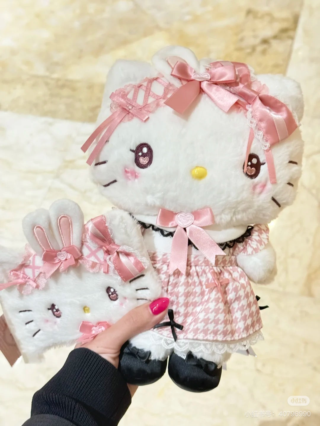 Sanrio三丽鸥｜ Dream Ribbon Plush Toy梦幻蕾丝蝴蝶结千鸟格女仆地雷系毛绒玩偶/公仔｜约 W17.5×D14×H24cm