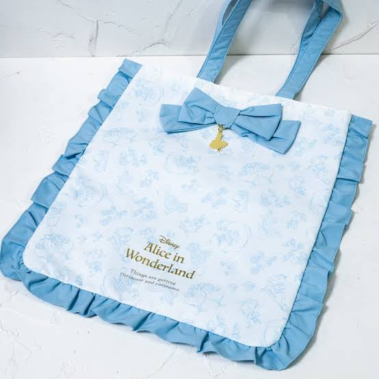 Disney｜爱丽丝梦游仙境Alice Sweet Garden甜蜜花园茶会特辑超美水色公主吊坠花边大蝴蝶结托特包/单肩包/颜色超美｜約 縦38×横34×厚み1(cm)