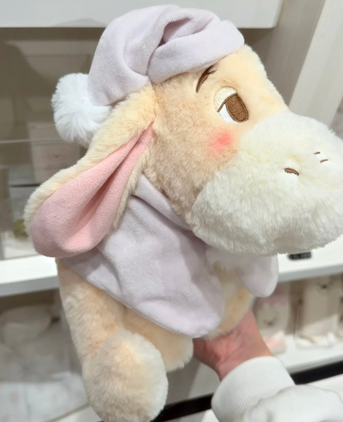 Disney迪士尼｜Plush Toy (S）/ White Pooh Fruit Latte Color Cape 东迪冬日限定水果拿铁色睡衣睡帽斗篷系列可爱角色坐姿毛绒玩偶/公仔/S号｜约28×17×19cm