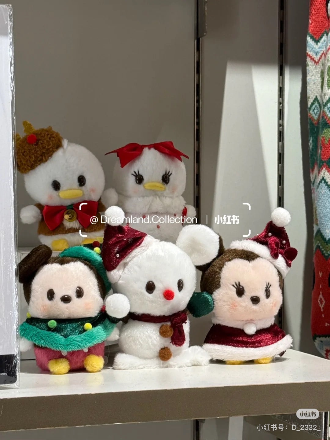 Disney迪士尼｜Christmas Mickey/Minnie Mouse Plush Toy Japan Christmas 2024东迪冬日圣诞限定系列豆豆眼米奇/米妮毛绒玩偶｜约13.5×10×7.5cm
