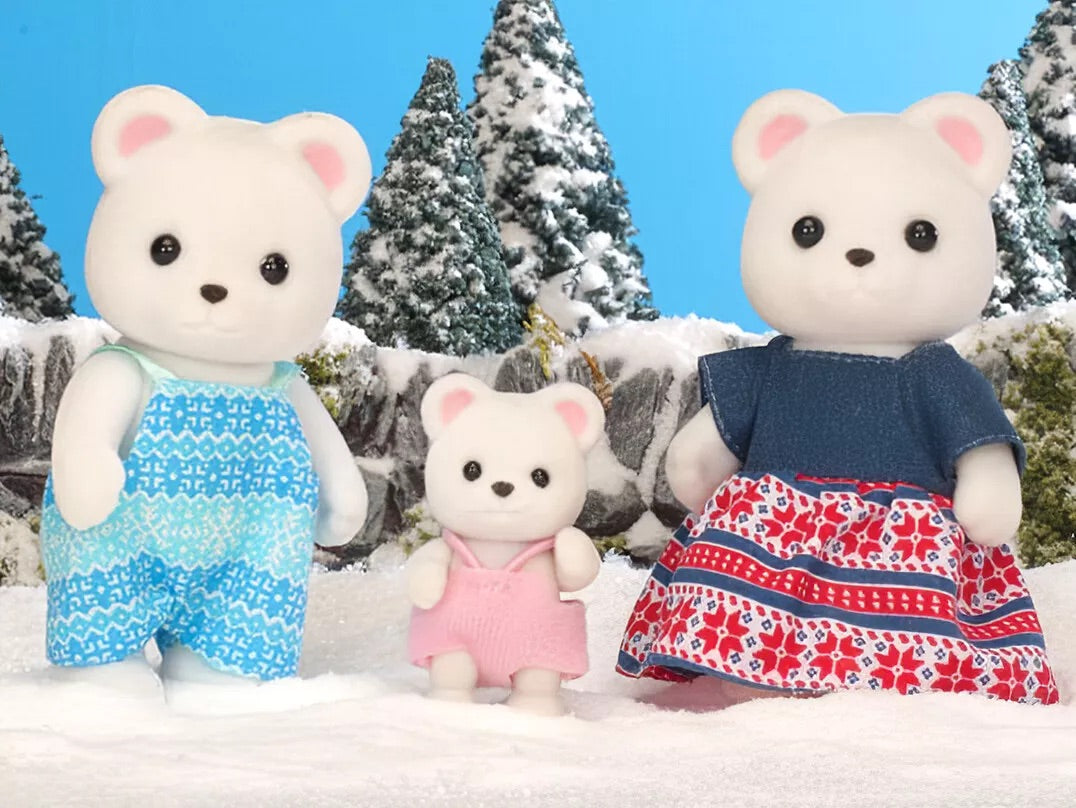 SylvanianFamilies森贝儿家族｜Polar Bear Family 北极熊家族系列战宝植绒套组/玩具/过家家