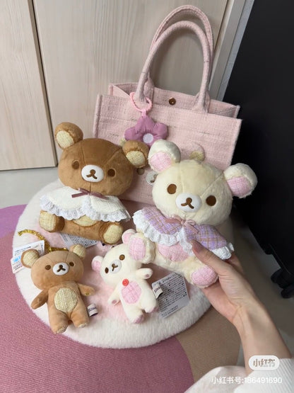 Rilakkuma轻松熊｜Hanging Plush / Wonderful House奇妙屋粗花格子小香风毛绒玩偶挂件/包挂｜约130×100×55mm