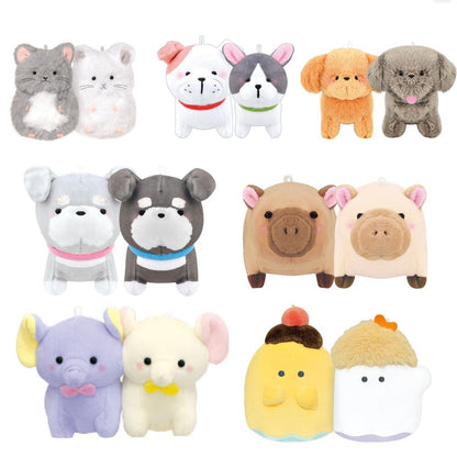 Nico Nui｜Obakane Nico Nui Keychain幽幽家族可爱角色磁吸毛绒玩偶钥匙扣/挂件/1对｜约15cm×13.5cm×6cm