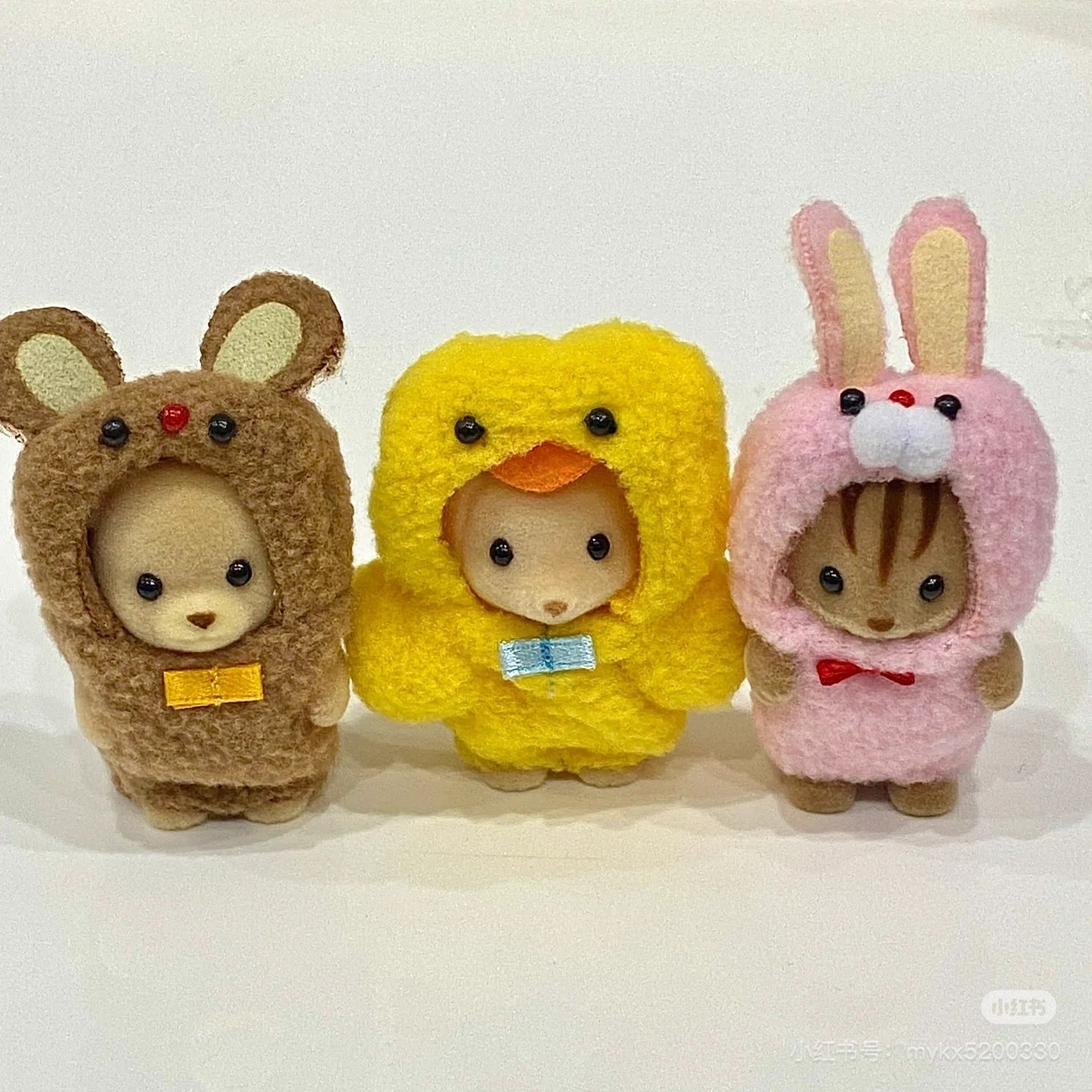 SylvanianFamilies森贝儿家族｜Baby Trio Mascot Costume动物睡衣变装三小只站宝套组