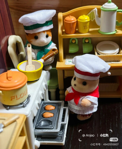 【限购1】SylvanianFamilies森贝儿家族｜ Baby Trio Bakery Epoch Calico Critters烘焙厨师站宝套组