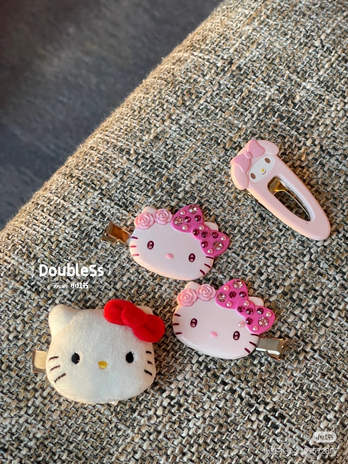 Sanrio｜ Bangs Clip Deluxe华丽水钻脸型刘海夹/发夹/1对入｜约5.3×1×4cm