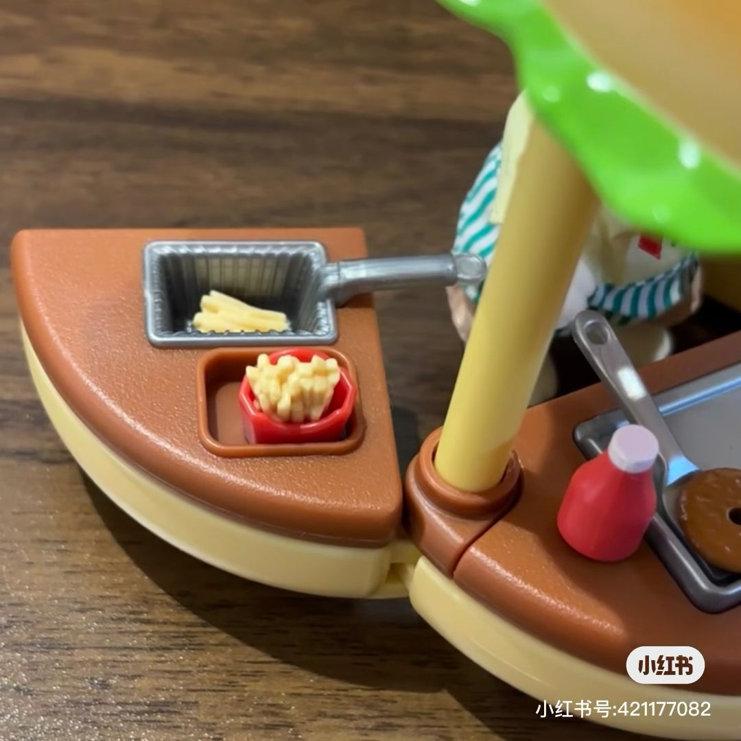 SylvanianFamilies森贝儿家族｜Hamburger Stand拿铁猫汉堡外卖车套组/玩具/过家家5757