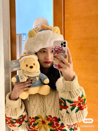 Disney SH｜winnie the pooh冬日毛衣围巾噗噗公仔/玩偶