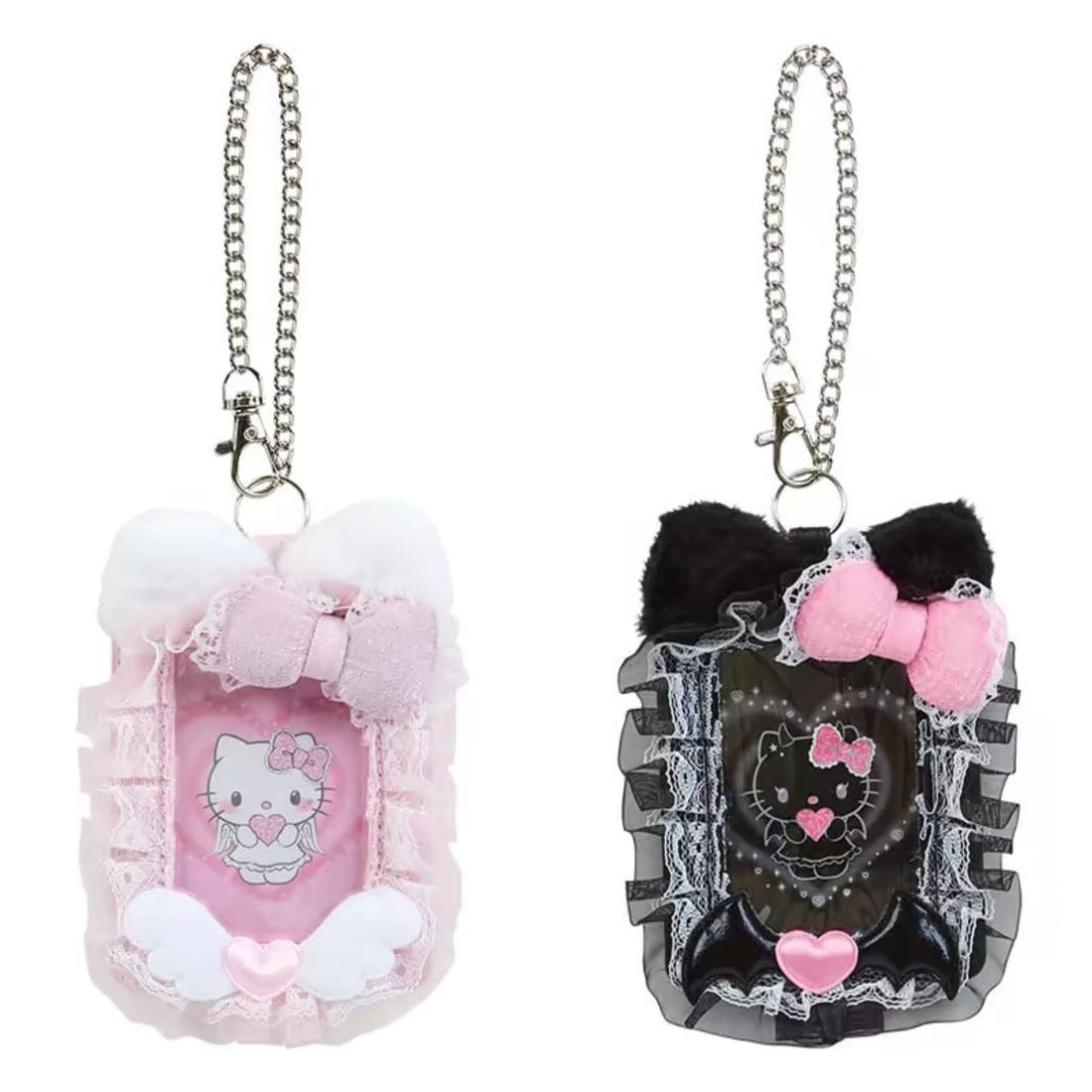 Hello kitty凯蒂猫｜Sanrio Hello Kitty Card Case/ Angel and Little Devil天使恶魔应援卡包/背面也有可爱图案 ｜约13.5 x 11.1 x 2.8cm