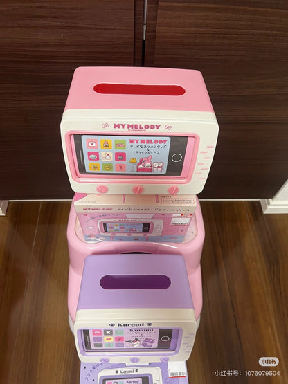 Sanrio｜TV-Shaped Smartphone Stand &amp; Tissue Case｜187×150×135mm approx.