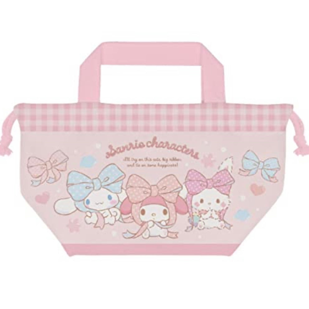 Sanrio｜格纹可折叠/易收纳型托特包/巾着两用型包/防水材质｜約H165×W285×D120mm