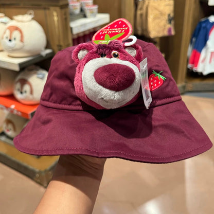 Disney迪士尼｜Lotso草莓熊可爱毛绒玩偶渔夫帽/遮阳帽