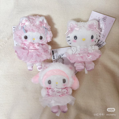 【limit 1】Sanrio｜White Cat Ballerina Mascot Holder /Plush Keychain｜9.5 x 6 x 13cm approx.