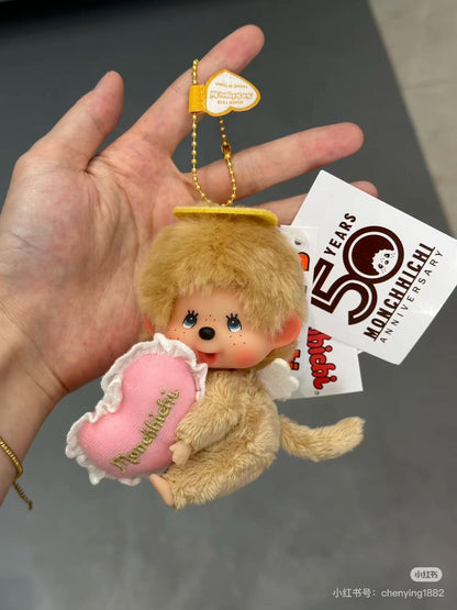 【available soon/limit 1】Monchhichi｜Love Happy Angel Mascot Holder /Plush Keychain｜SS/ H10.5 x W11 x D6.5 cm approx.
