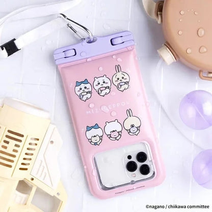 Chiikawa 吉伊卡哇｜防水可挂脖/可直接触摸打字手机袋/防水收纳袋/适用于户外/BBQ/海边/雨天等/背后可收纳钥匙/零钱