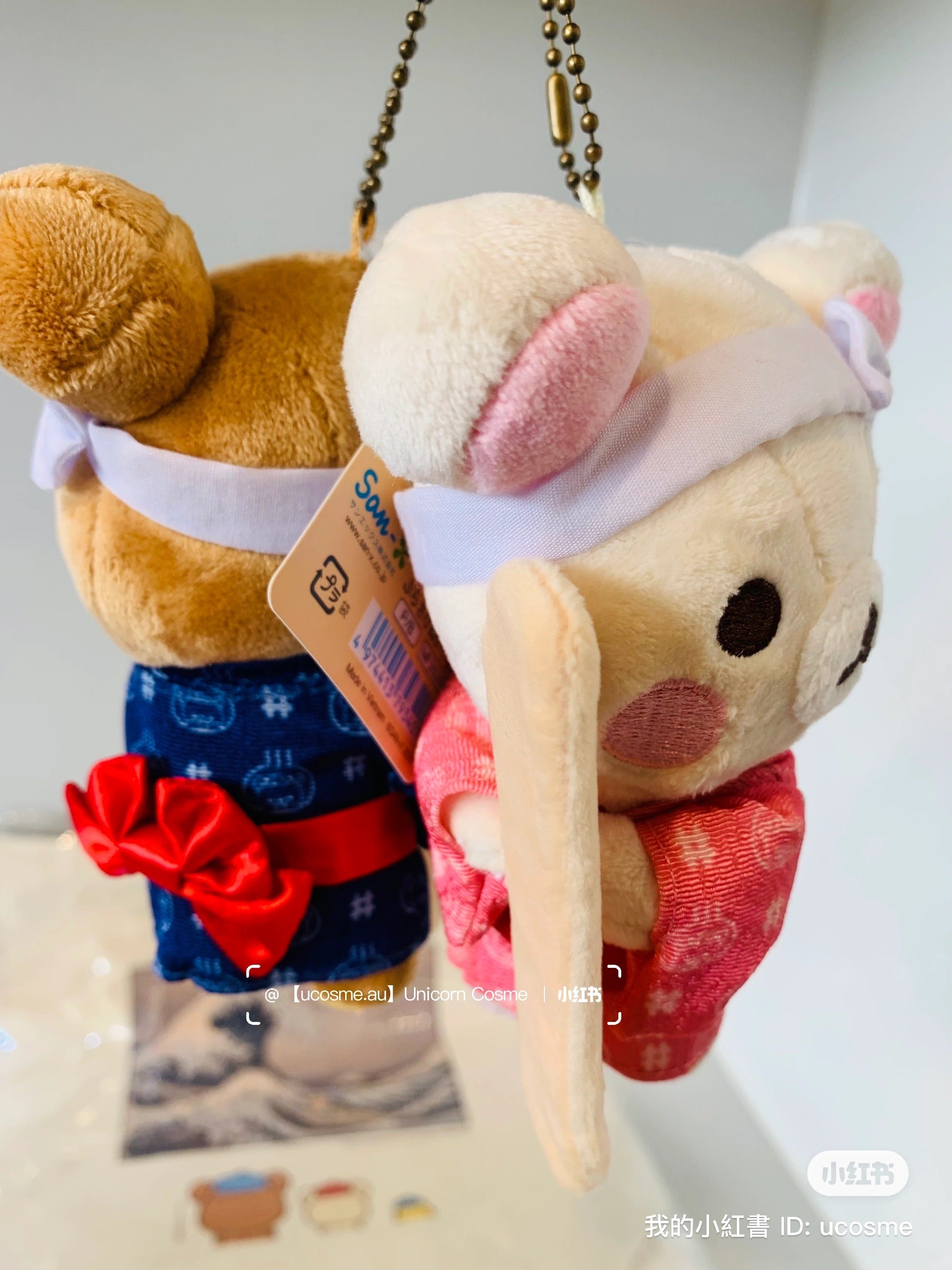 Rilakkuma轻松熊｜泡温泉和服/泡汤/浴衣限定毛茸茸挂件｜约130 x 105 x 55 mm