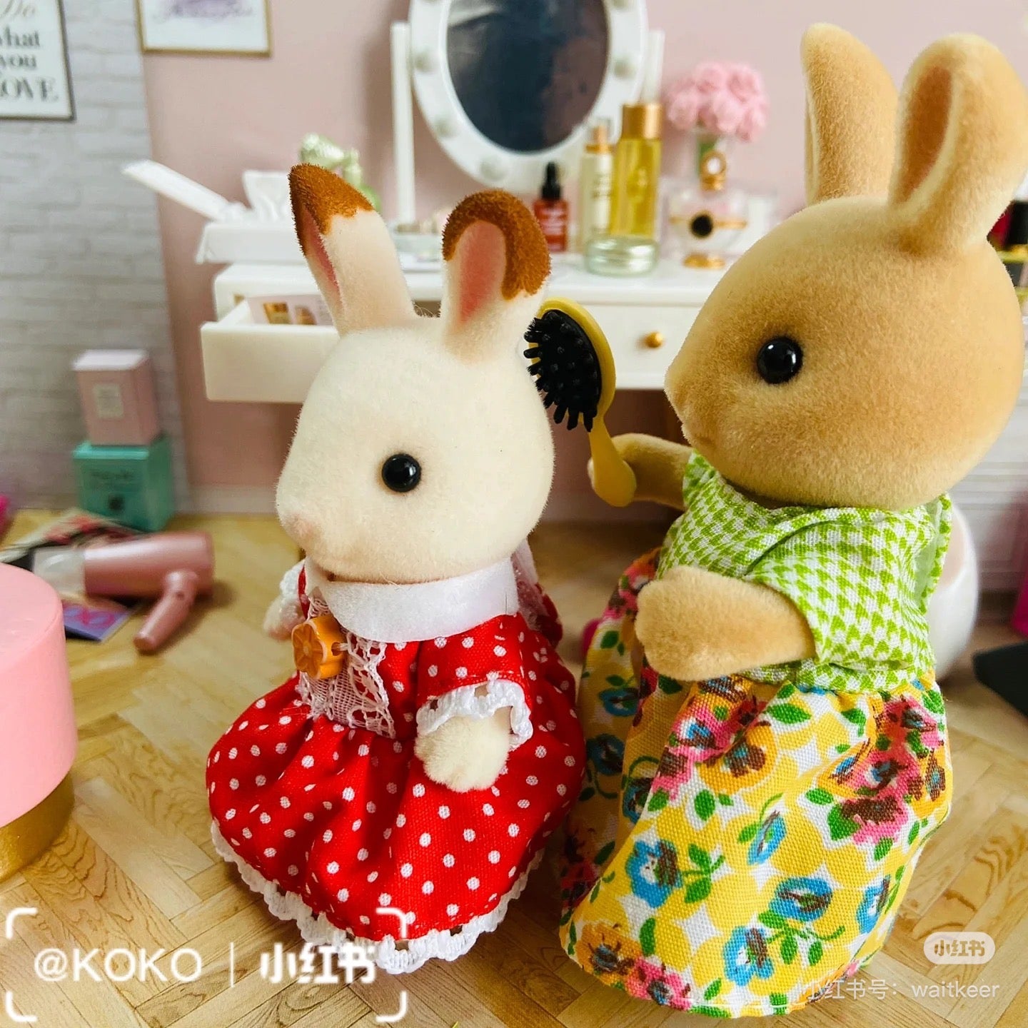 SylvanianFamilies森贝儿家族｜Chocolat Rabbit Girl巧克力兔妹妹植绒站宝/玩具/过家家
