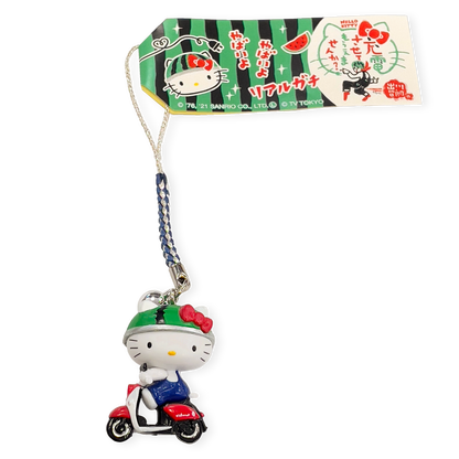 Hello kitty凯蒂猫｜限定西瓜头盔机车/骑电驴的小kitty铃铛挂绳/挂链/挂坠/挂件｜H120×W26×D20mm