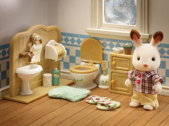 SylvanianFamilies森贝儿家族｜Chocolate Rabbit Brother Set巧克力兔弟弟家具浴室套组/玩具/过家家5015