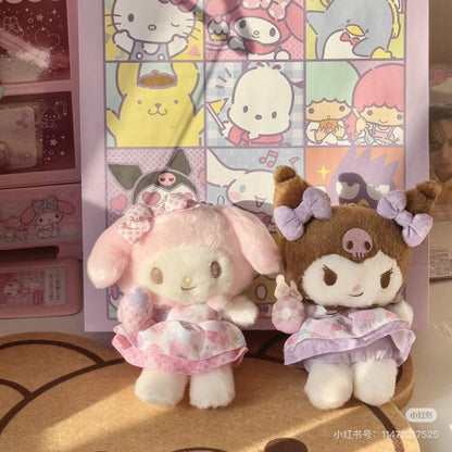Sanrio三丽鸥｜Mascot Keychain粉彩碎花毛绒玩偶挂件/包挂｜约幅9.5×奥行7×高さ13cm