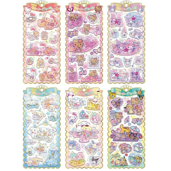 Sanrio｜Sunburn Summer  Characters Glitter Water-In Stickers｜H200 x W100mm x D5mm