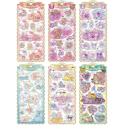 Sanrio｜Sunburn Summer  Characters Glitter Water-In Stickers｜H200 x W100mm x D5mm