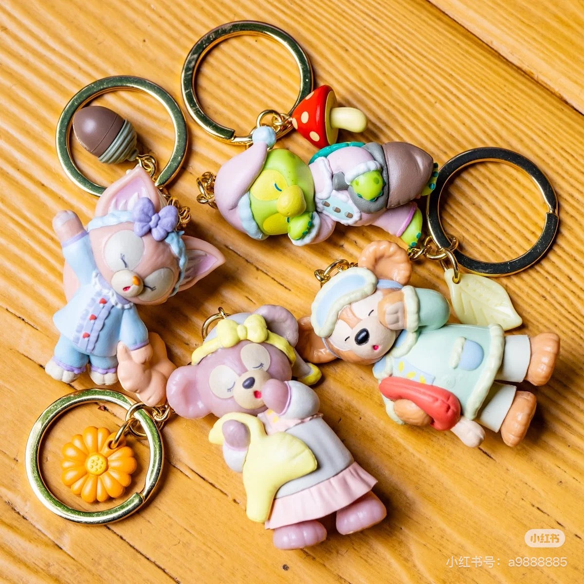 Disney迪士尼｜2024东迪秋日睡衣派对系列/Duffy和朋友们钥匙扣/钥匙链套装｜4枚入