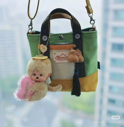 【available soon/limit 1】Monchhichi｜Love Happy Angel Mascot Holder /Plush Keychain｜SS/ H10.5 x W11 x D6.5 cm approx.