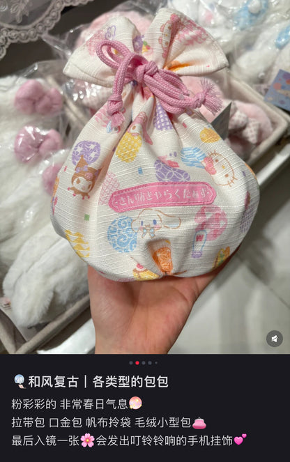 Sanrio三丽鸥｜Drawstring Purse - Japanese Pastel日式粉彩抽绳束口巾着/收纳包｜约22×10.5×23cm