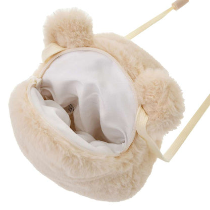 Disney迪士尼｜Winnie the Pooh Pochette ENJOY WINTER 东迪冬日限定噗噗维尼脸型毛茸茸斜挎包/收纳包/零钱包｜约高 16 x 宽 16 x 深 12 (cm)