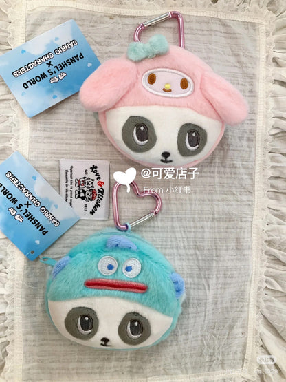 Sanrio｜Panshell Characters Face Mini Pouch with Carabiner｜90x80x25mm approx.