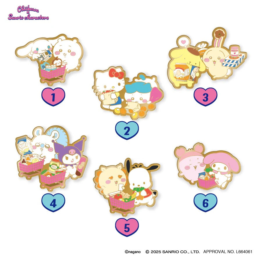【limit 3】Sanrio｜Chiikawa X Sanrio Characters Pins Collection! (All 6 Types) ｜1 PCS H55×W65mm approx.