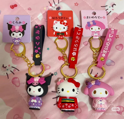 Sanrio三丽鸥｜Keycharm Kimono和服系列超有质感硅胶可爱角色钥匙扣挂件/包挂｜约3.7 x 7.2 x 7.5cm
