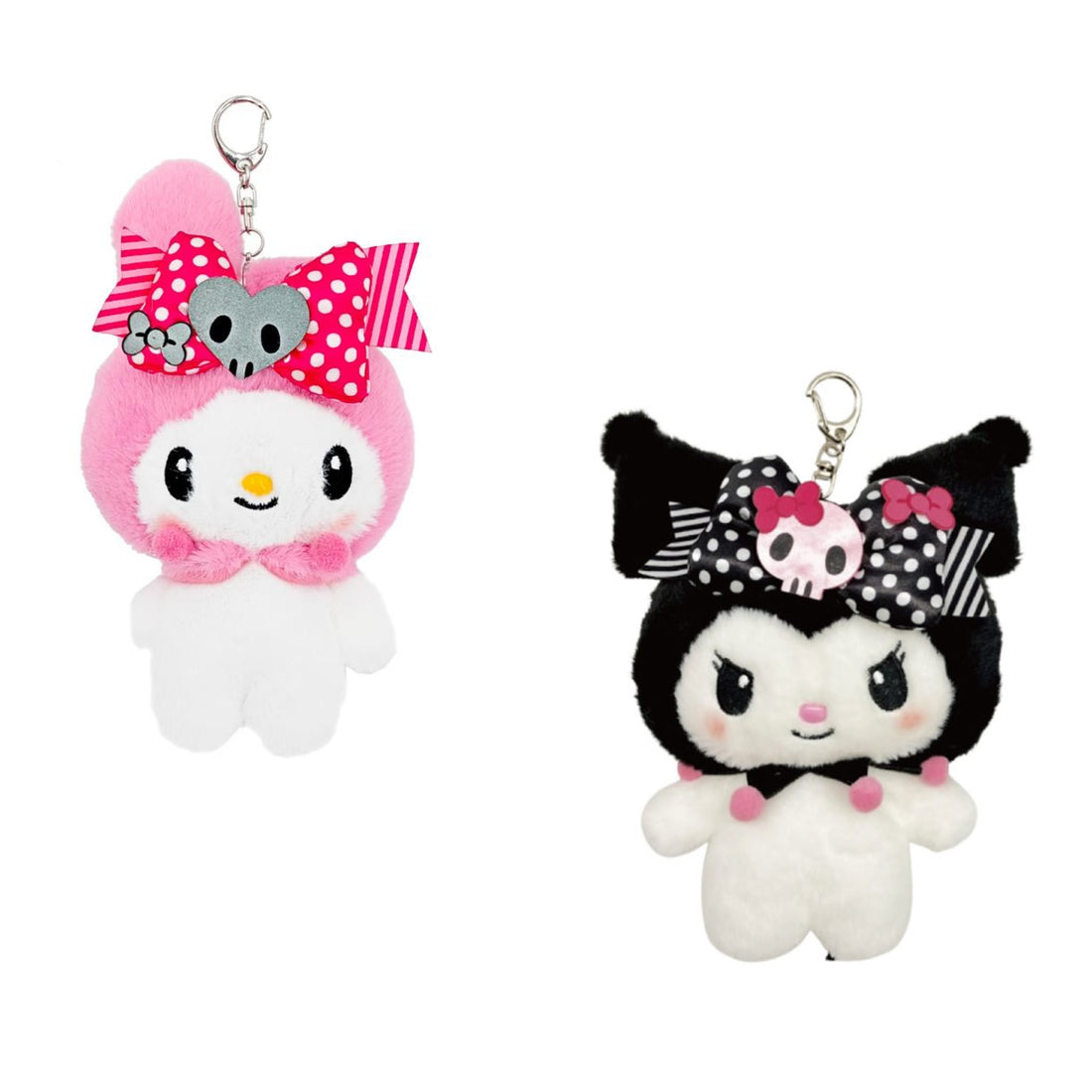 Sanrio｜Pink Black Party Mascot Holder /Plush Keychain Pouch｜H17 x W15 x D5.5cm approx.